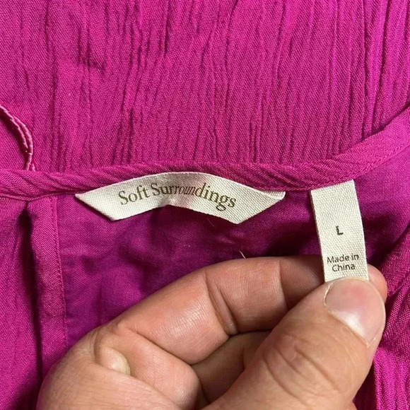 Soft Surroundings Cold Shoulder Destin Dress Fuchsia Pink Size L - Picture 7 of 8